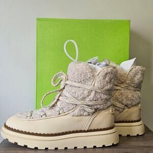 Sam Edelman Women's Orelia Shearling Cozy Lace Up Bootie Size 7 Natural NWT